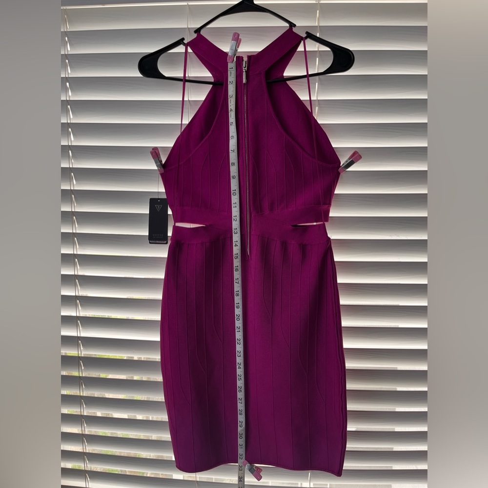 NWT, Guess Brand, Fuchsia, Halter, Body Con style, short, Mini Dress - Picture 11 of 13